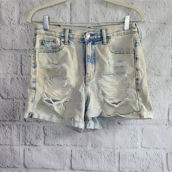 American Eagle Light Wash Distressed Denim Mom Shorts NWT SZ 0 - Picture 1 of 16